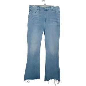 FRAME Le Easy Flare Jeans Women's 32 Light Wash Raw Hem‎ Stretch Denim